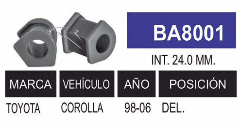 Imagen de BA8001 G. BARRA TOYOTA DEL COROLLA 98-