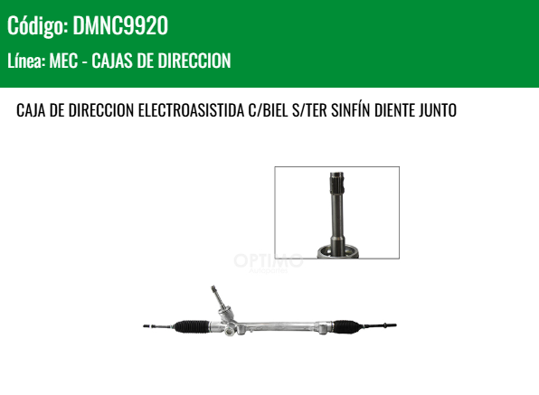 Imagen de DMNC9920 CAJA DE DIRECCION ELECTROASISTIDA C/BIEL S/TER SINFÍN DIENTE JUNTO