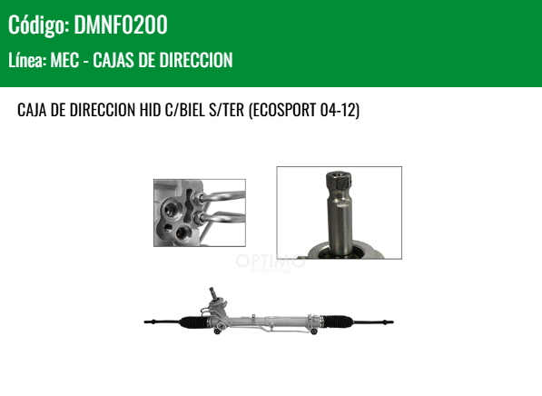 Imagen de DMNF0200 CAJA DE DIRECCION HID C/BIEL S/TER (ECOSPORT 04-12)