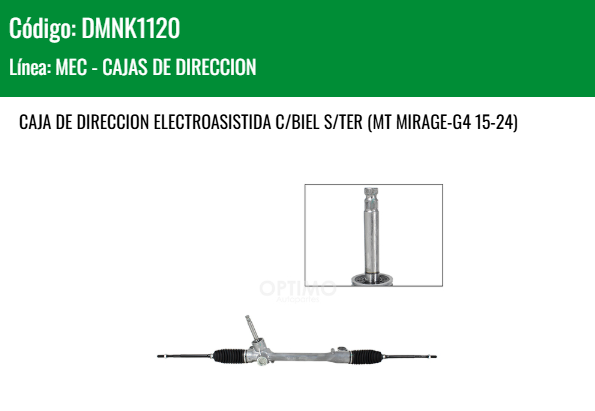Imagen de DMNK1120 CAJA DE DIRECCION ELECTROASISTIDA C/BIEL S/TER (MT MIRAGE-G4 15-24)