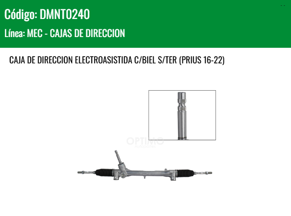 Imagen de DMNT0240 CAJA DE DIRECCION ELECTROASISTIDA C/BIEL S/TER (PRIUS 16-22)