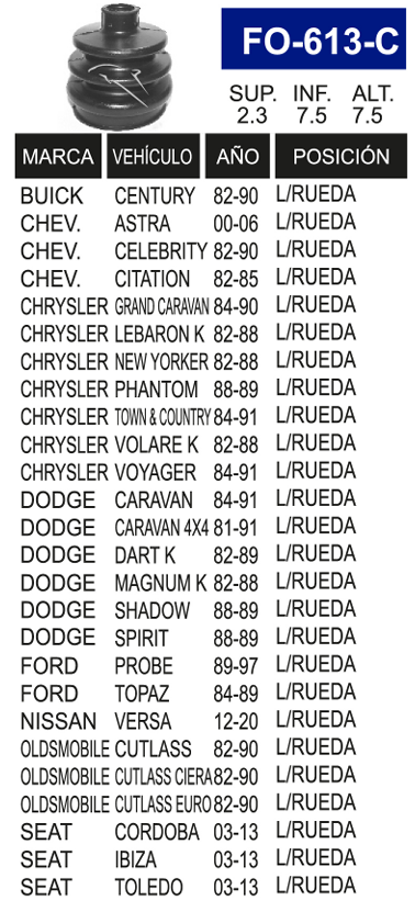 Imagen de FO-613-C MACH. L/R  IZQ. DER. TOPAZ,GHIA 91-