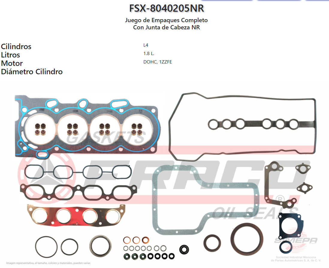 Imagen de FSX-8040205NR Toyota 4 Cil, 16V, DOHC, Corolla 98/08,