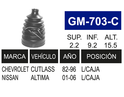 Imagen de GM-703-C MACH. L/C IZQ. Y DER.  CUTLASS 87-