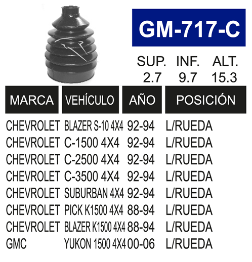 Imagen de GM-717-C MACH. L/R BLAZER 97-00, PICK UP 00-