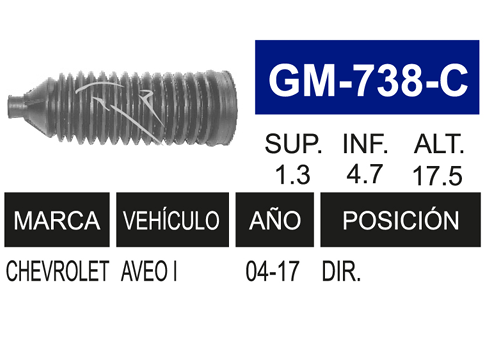 Imagen de GM-738-C MACH. DIR. HID. AVEO, G3,  08-14