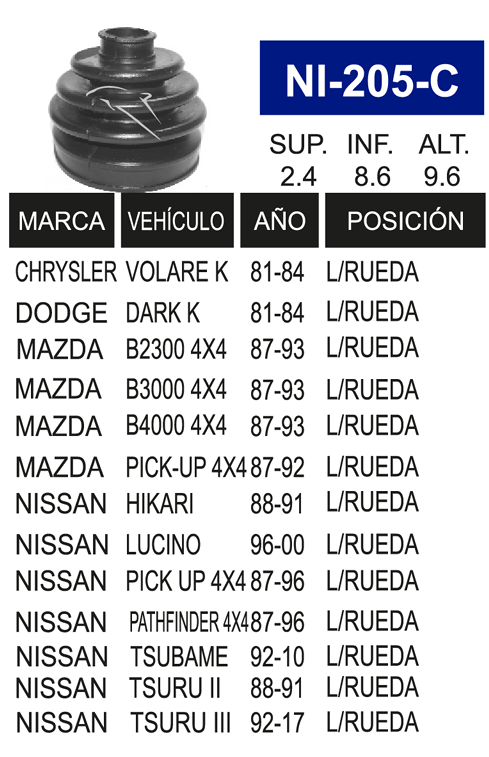 Imagen de NI-205-C MACH. L/R  IZQ. DER.TSURU II
