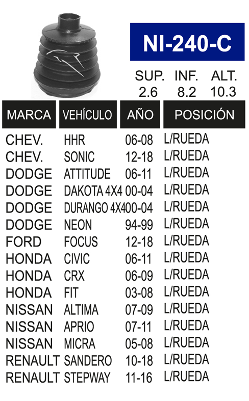 Imagen de NI-240-C MACH. L/R IZQ. Y DER. APRIO 07-10