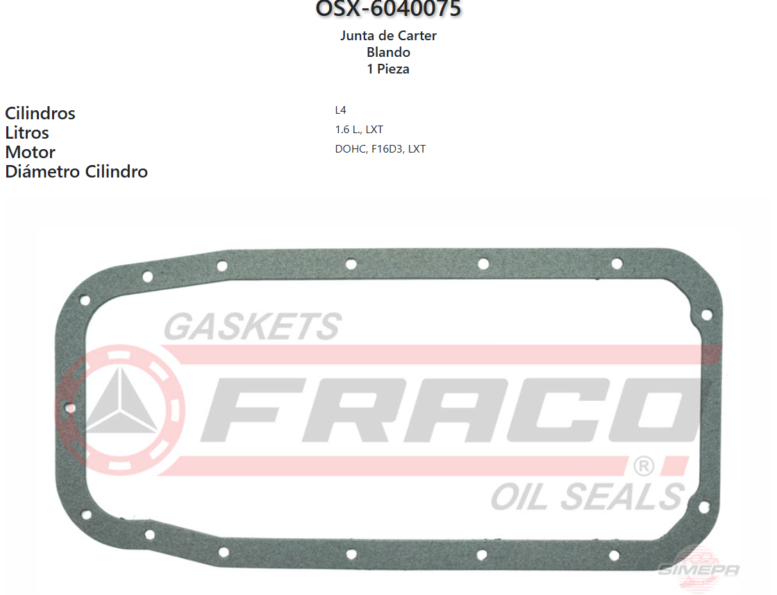 Imagen de OSX-6040075 GM 4 Cil, Chevrolet Chevy, Joy, Monza,