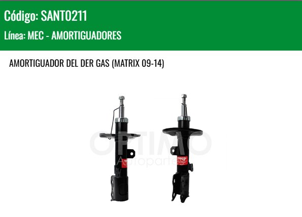 Imagen de SANT0211 AMORTIGUADOR DEL DER GAS (MATRIX 09-14)