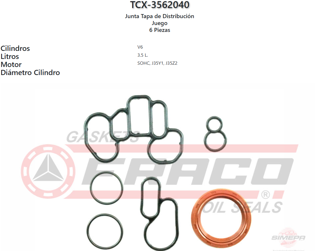 Imagen de TCX-3562040 Honda V6, Accord 24V, V-Tec,