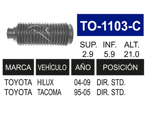 Imagen de TO-1103-C MACH. DIR. IZQ. DER. TACOMA 98-09