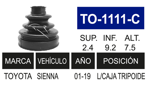 Imagen de TO-1111-C MACH. L/C  IZQ. DER. SIENNA 11-16