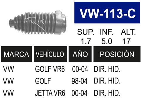 Imagen de VW-113-C MACH DIR IZQ DER GOLF JETTA 98-0