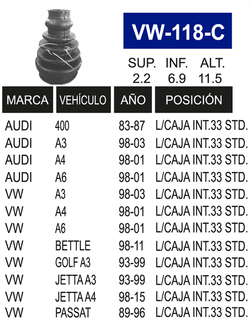 Imagen de VW-118-C MACH. L/CAJA BEETLE  IZQ. STD. 98-