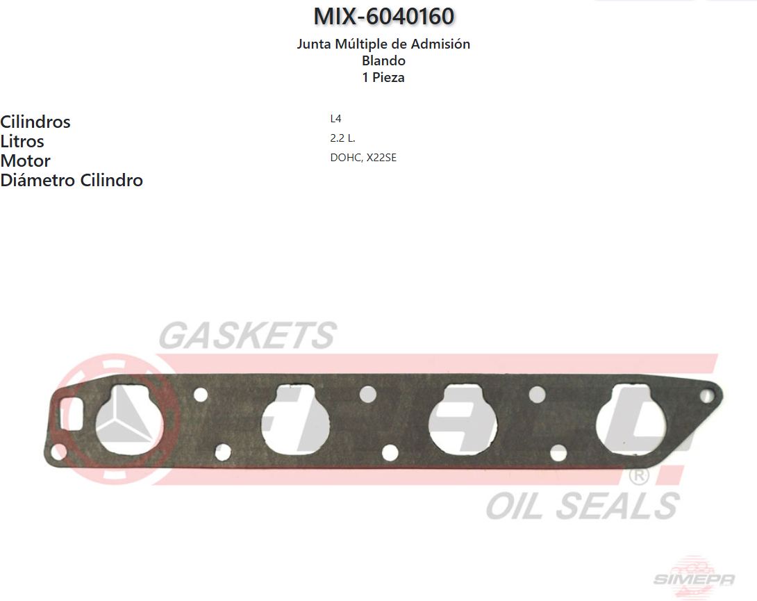 Imagen de MIX-6040160 EMPAQUE DE ADMISION CHEV